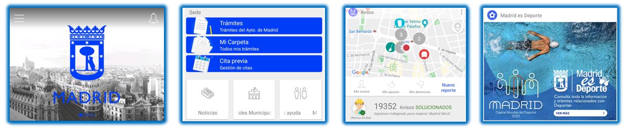 Pantallas de la aplicación Madrid Móvil