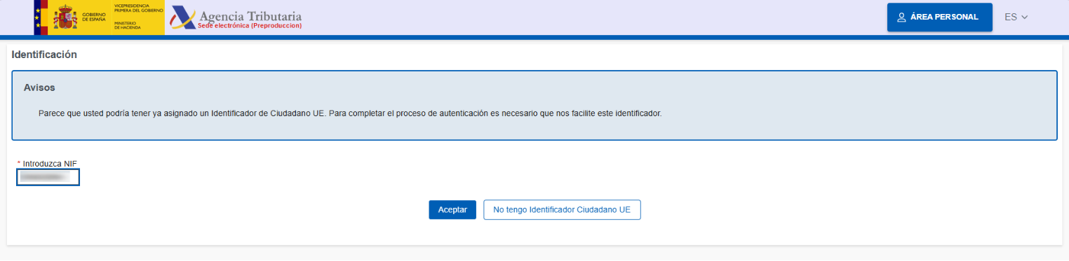Identificacion europea con identificación electrónica de extranjero paso 5