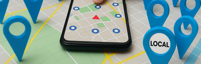 Plano con punteros y m&oacute;vil se&ntilde;alando una direcci&oacute;n
