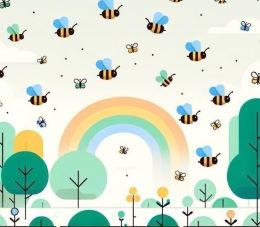 Abejas y arco iris decorativo