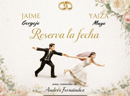 Dibujo de unos novios en la boda