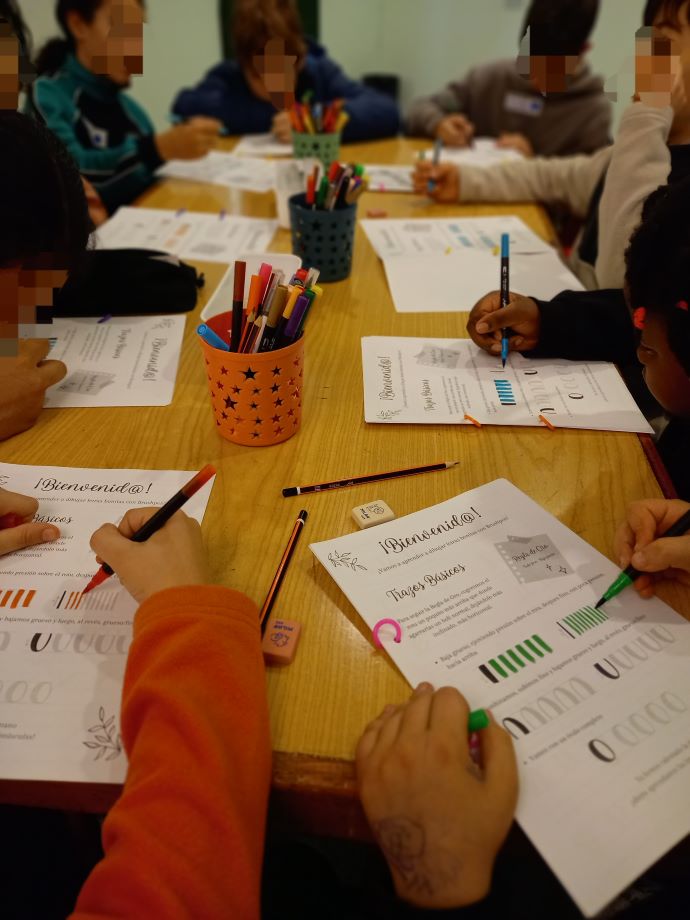 Momento del taller de lettering